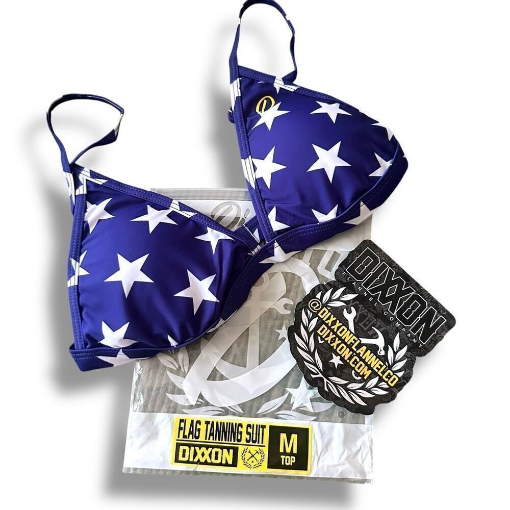 DIXXON Flannel Company American Flag Stars Stripes Triangle Bikini Top Tanning S